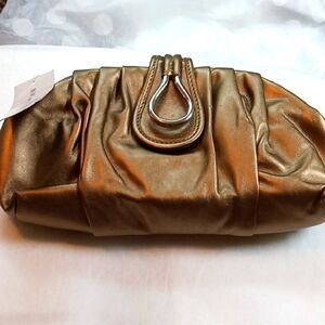NEW.  NINE WEST EXPRESSO BRONZE PURSE - USE AS CLUTCH OR SHOULDER BAG.